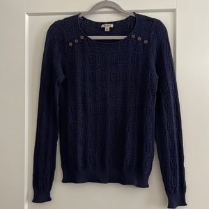 Pre-owned Lucky Brand navy knit sweater. Size SMALL.